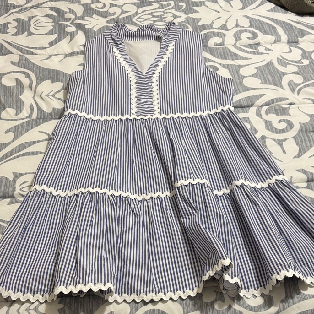 Blue and White Striped boutique dress